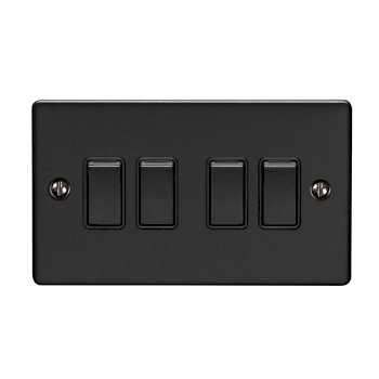 4 GANG 10AMP 2WAY SWITCH MATT BLACK ENHANCE RANGE BLACK TRIM