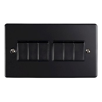 6 GANG 10AMP 2WAY SWITCH MATT BLACK ENHANCE RANGE BLACK TRIM