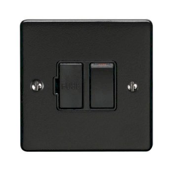 13AMP DP SWITCHED FUSE SPUR MATT BLACK ENHANCE RANGE BLACK TRIM