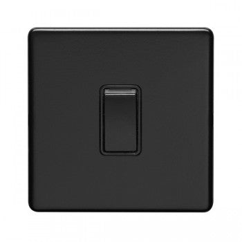 1 Gang 10Amp 2Way Switch Flat Concealed Matt Black Plate Black Rocker