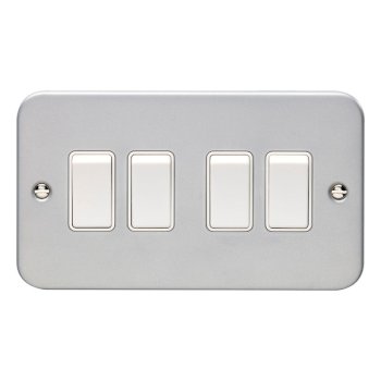 Eurolite Utility Metal Clad 4 Gang 10A 2 Way Switch