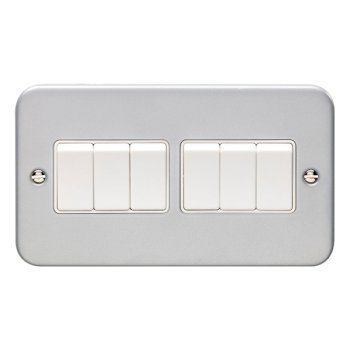 Eurolite Utility Metal Clad 6 Gang 10A 2 Way Switch