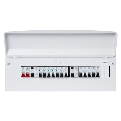 MK Sentry 15 Way Flexible Dual RCD Metal Clad Consumer Unit with 12 x MCBs