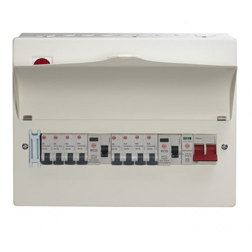 Wylex WNM1772/1 9 Way High Integrity+Type 2 SPD Flexible Busbar Consumer Unit Loaded with 8 MCB's